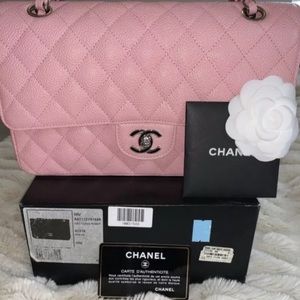 Chanel PINK Classic Double Flap Medium Caviar